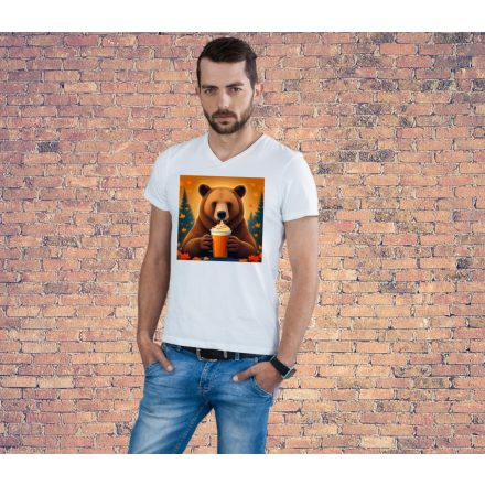Bear with Pumpkin spice latte - férfi póló